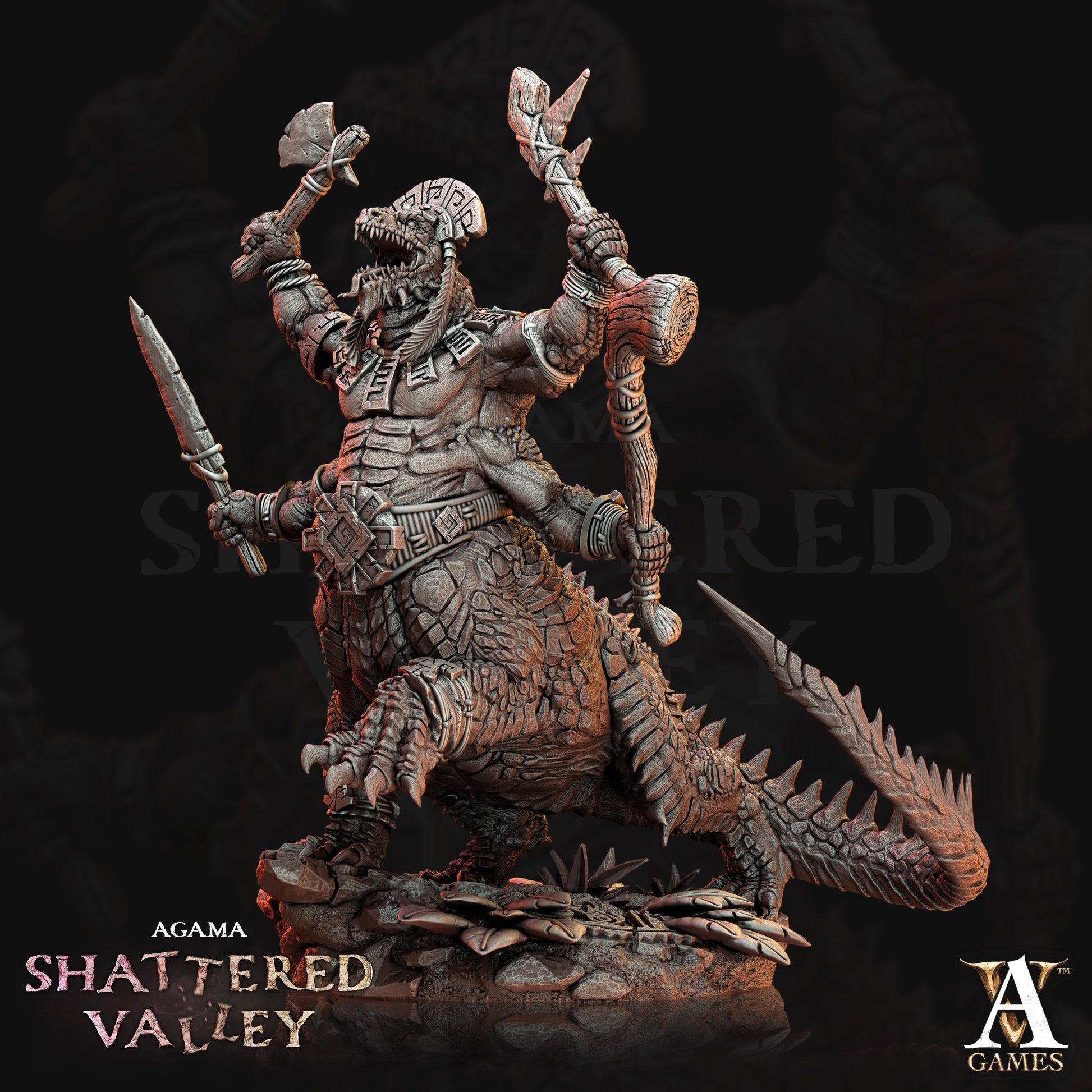 3D Printed Archvillain Games Agama Shattered Valley - Agama Telcoans 28mm 32mm D&D 3D Printing Boss