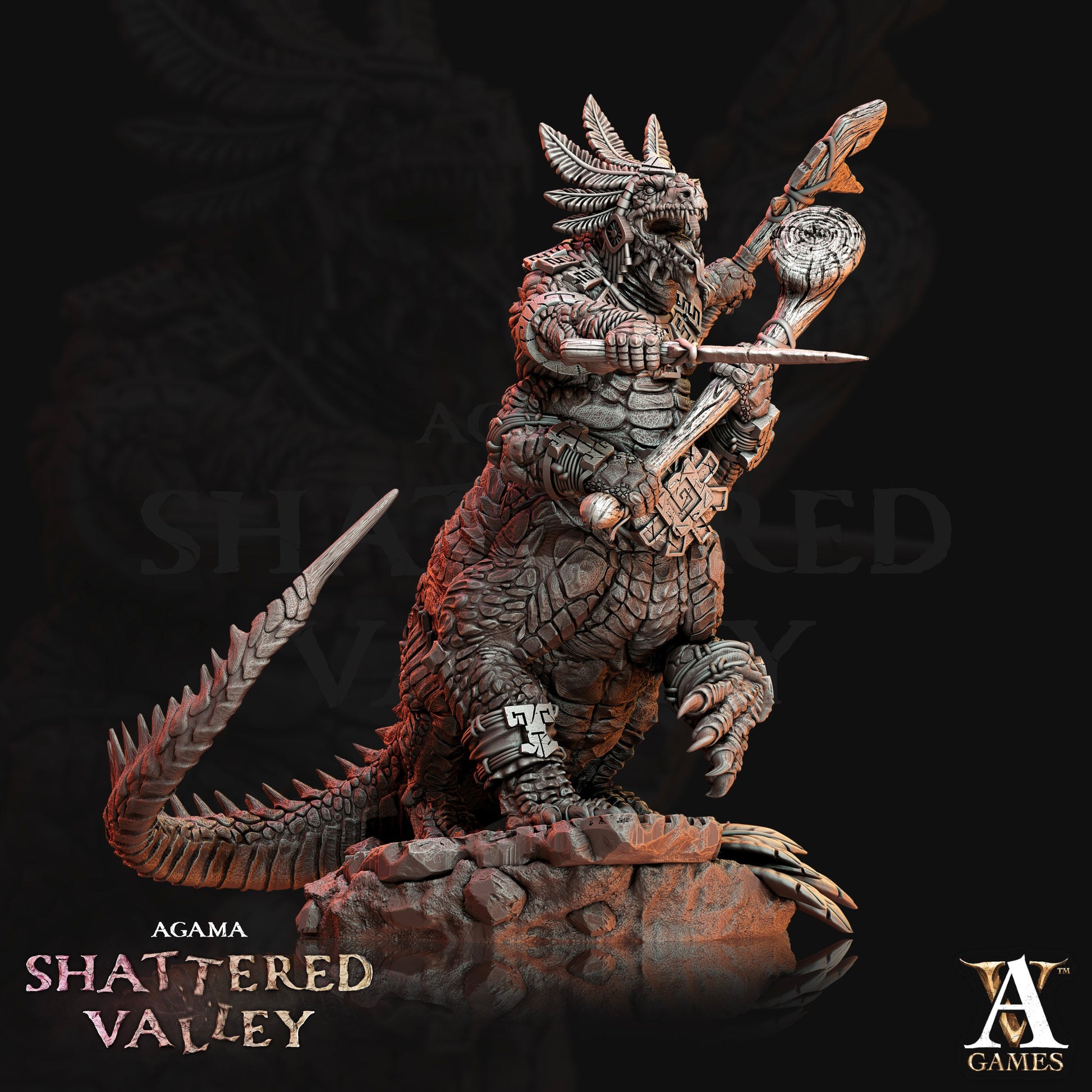 3D Printed Archvillain Games Agama Shattered Valley - Agama Telcoans 28mm 32mm D&D 3D Printing Boss