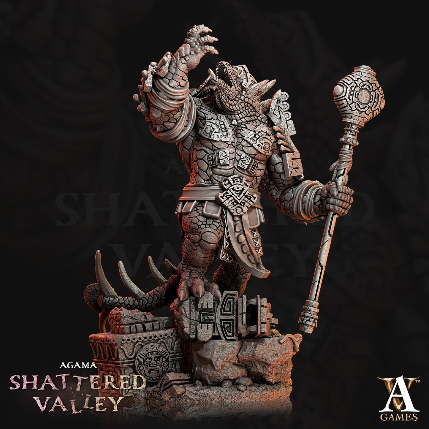 3D Printed Archvillain Games Agama Shattered Valley - Agama Vanquishers 28mm 32mm D&D 3D Printing Boss