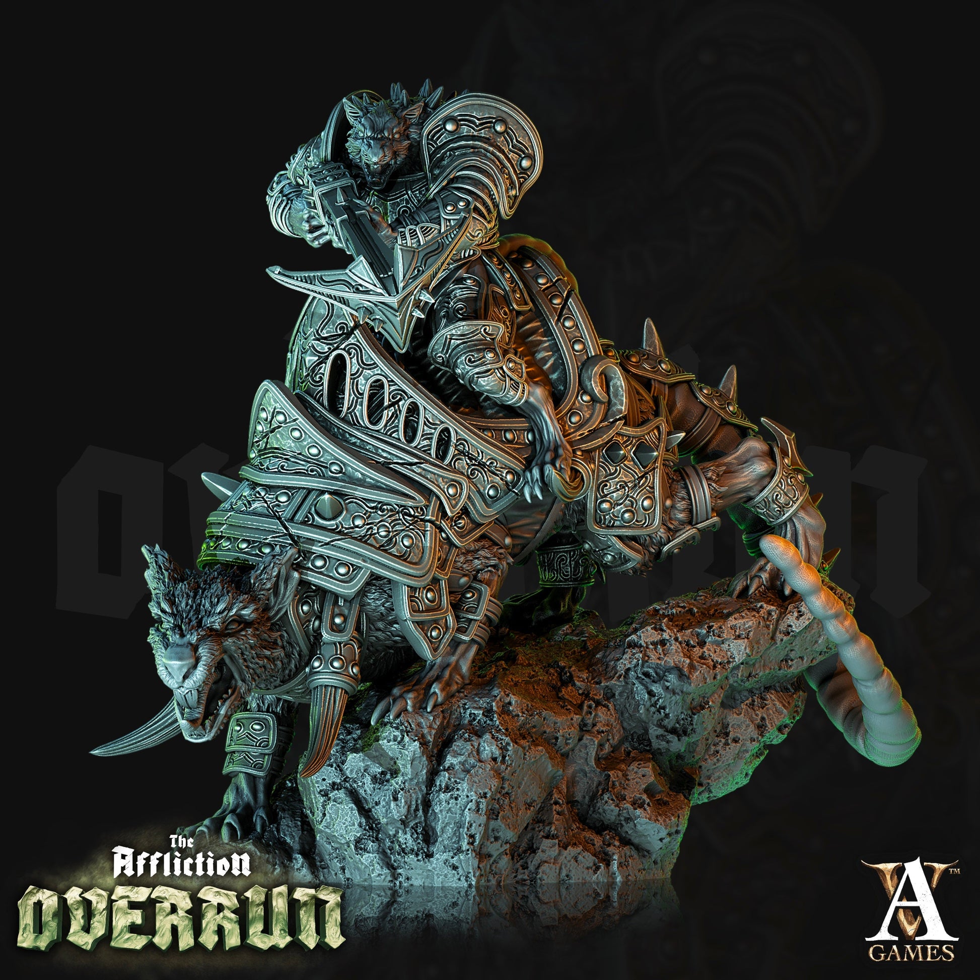 3D Printed Archvillain Games Affliction Overrun - Dire Rat Riders 28mm 32mm D&D 3D Printing Boss