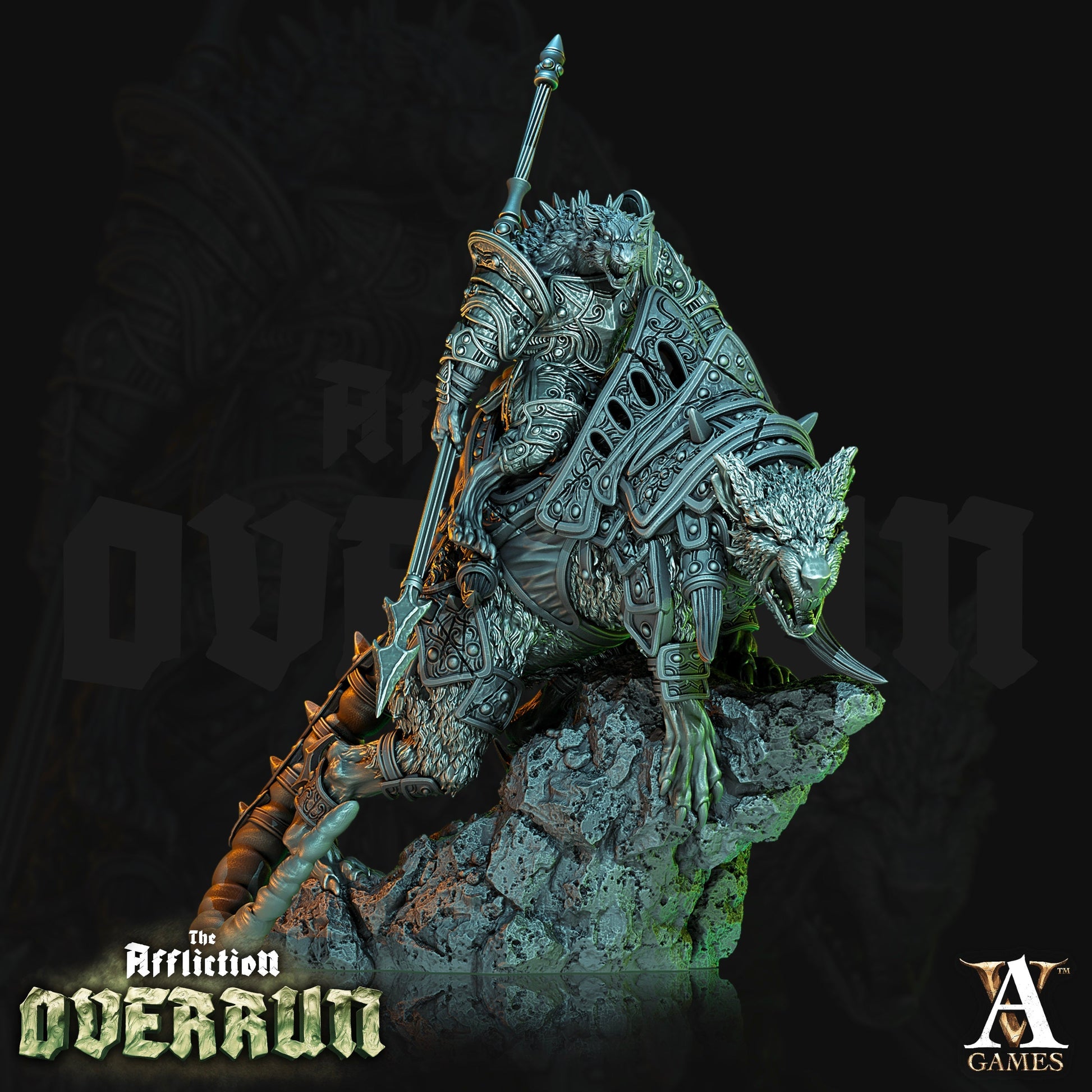 3D Printed Archvillain Games Affliction Overrun - Dire Rat Riders 28mm 32mm D&D 3D Printing Boss