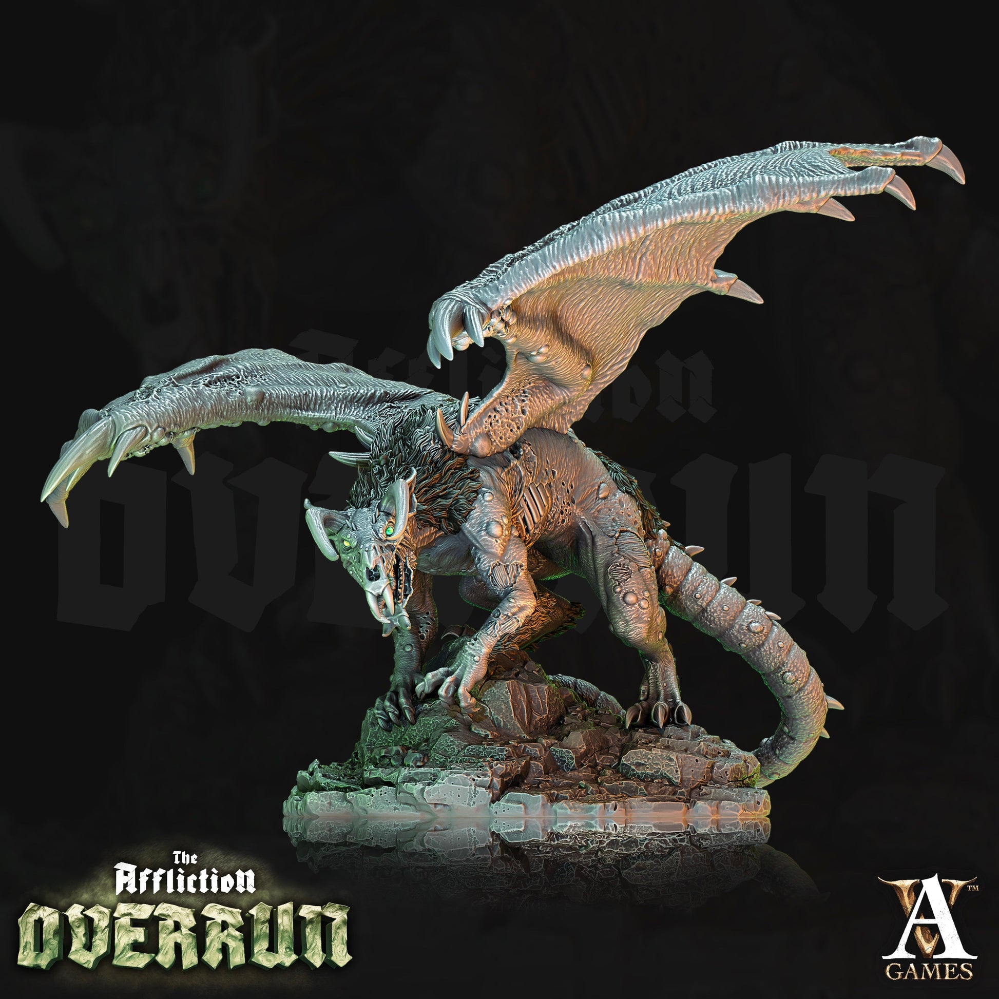 3D Printed Archvillain Games Affliction Overrun - Srelk Rat Dragon 28mm 32mm D&D 3D Printing Boss