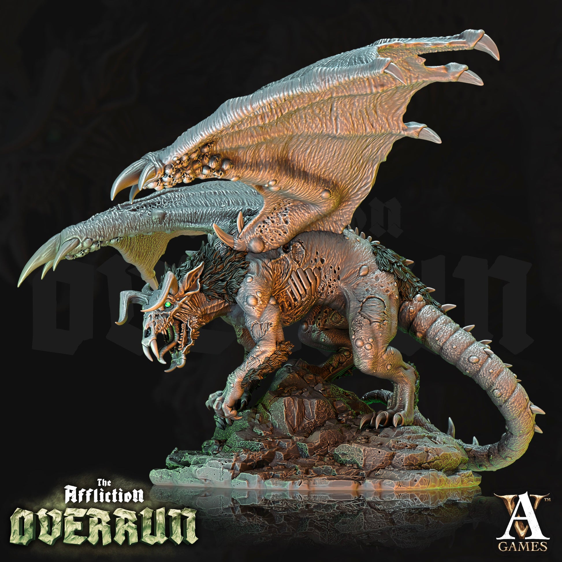 3D Printed Archvillain Games Affliction Overrun - Srelk Rat Dragon 28mm 32mm D&D 3D Printing Boss