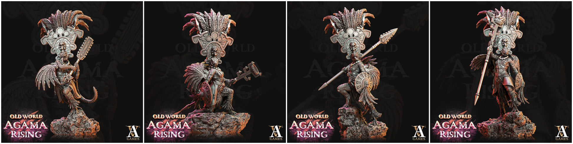 3D Printed Archvillain Games Agama Sundancers Old World Agama Rising 28 32mm D&D 3D Printing Boss
