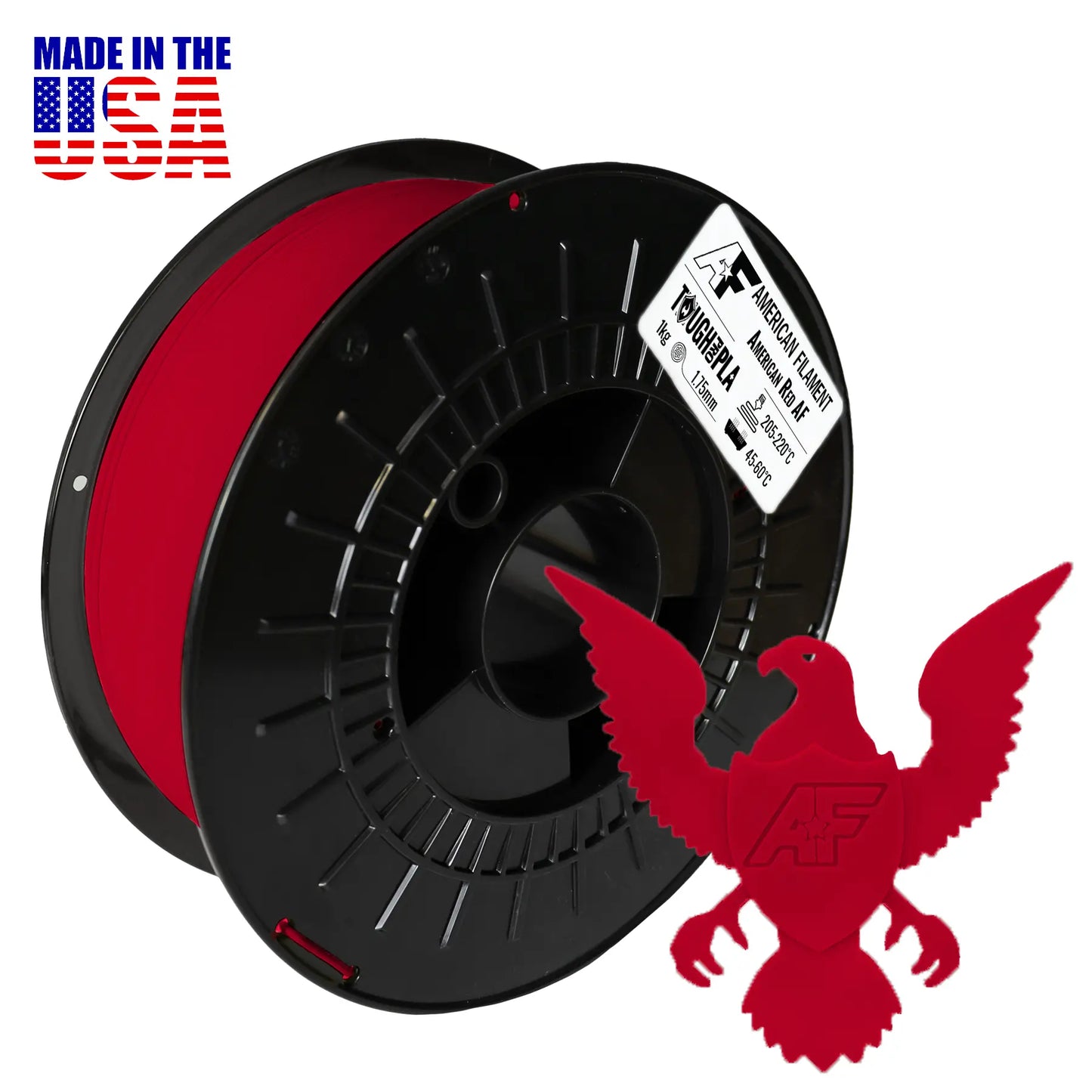 American Red AF 1.75mm Tough Pro PLA+ Filament Made in the USA! Tough Pro PLA+ 3DPrintiverse.com