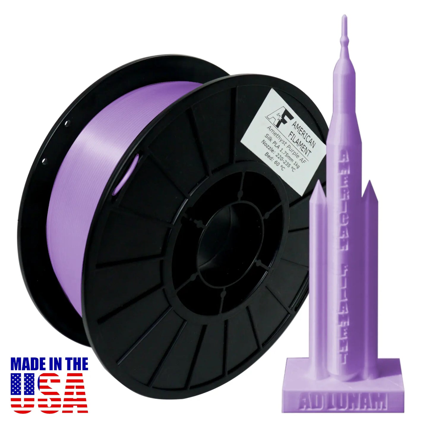 Amethyst Purple AF Silk PLA 3D Printer Filament,1.75 mm Diameter,1 kg Spool Silk PLA 3DPrintiverse.com
