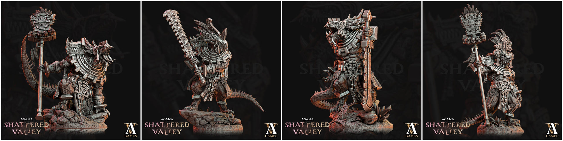 3D Printed Archvillain Games Agama Shattered Valley - Agama Aztical 28mm 32mm D&D 3D Printing Boss