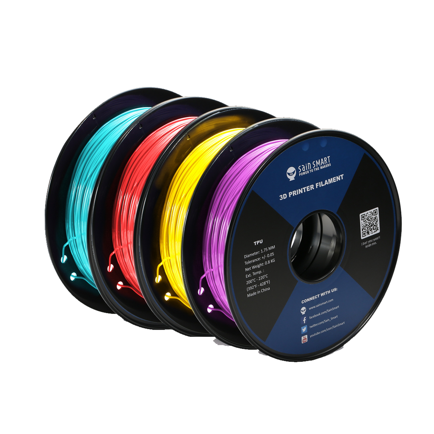 Neon Color TPU Filament Bundle Kit, Cyberpunk Color 1.75mm 0.8kg/1.76lb Filament 3DPrintiverse.com