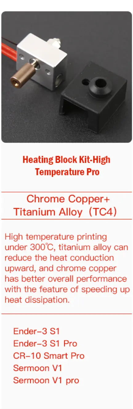 Creality Heating Block Kit-High Temperature Pro (300℃) Printer Parts 3DPrintiverse.com