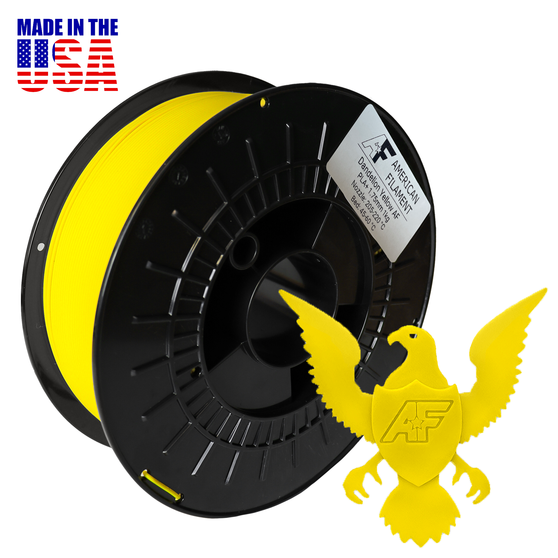 Dandelion Yellow AF PLA+ 3D Printer Filament,1.75 mm Diameter American Filament