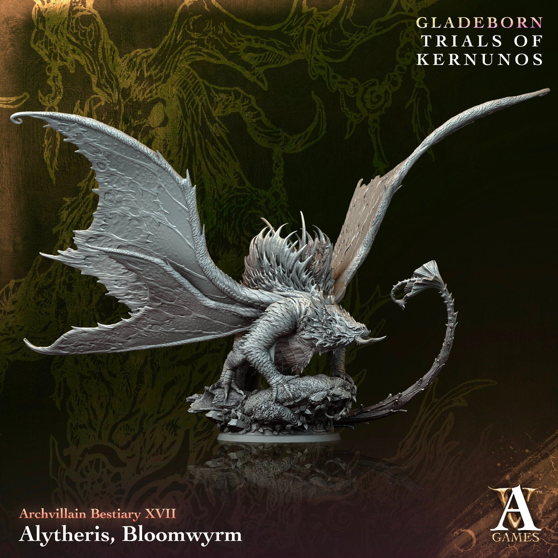 3D Printed Archvillain Games Alytheris Bloomwyrm Bestiary Vol. XVII 28 32mm D&D 3D Printing Boss