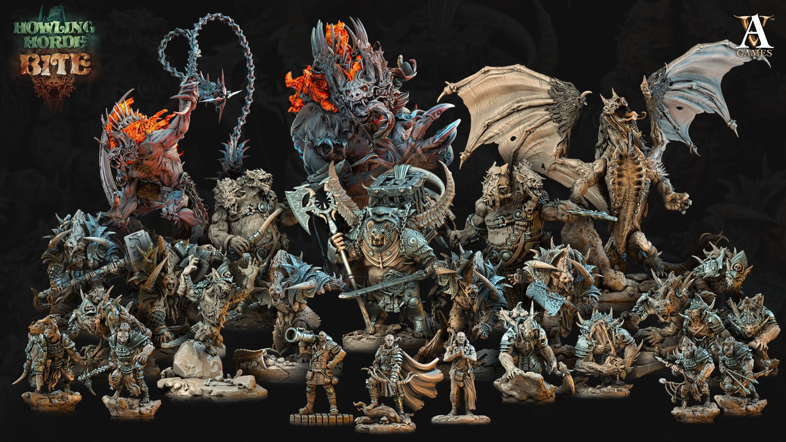 3D Printed Archvillain Games Akata Howling Horde 28 32mm D&D 3D Printing Boss