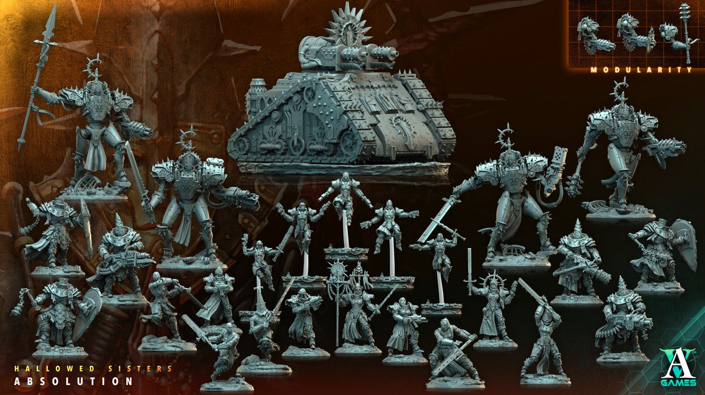 3D Printed Archvillain Games Absolutioner Hallowed Sisters Absolution 28 32mm D&D 3D Printing Boss