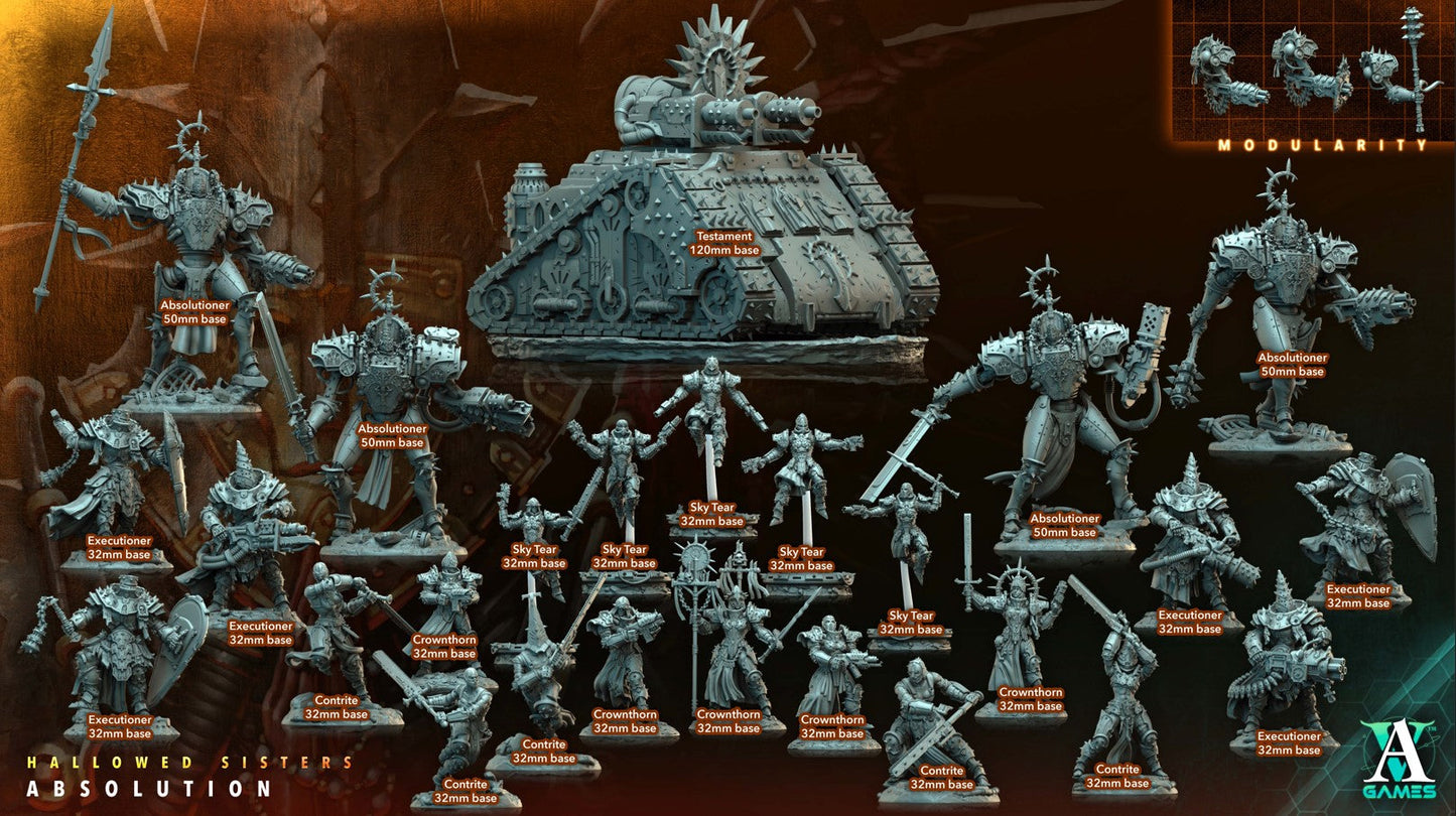 3D Printed Archvillain Games Absolutioner Hallowed Sisters Absolution 28 32mm D&D 3D Printing Boss