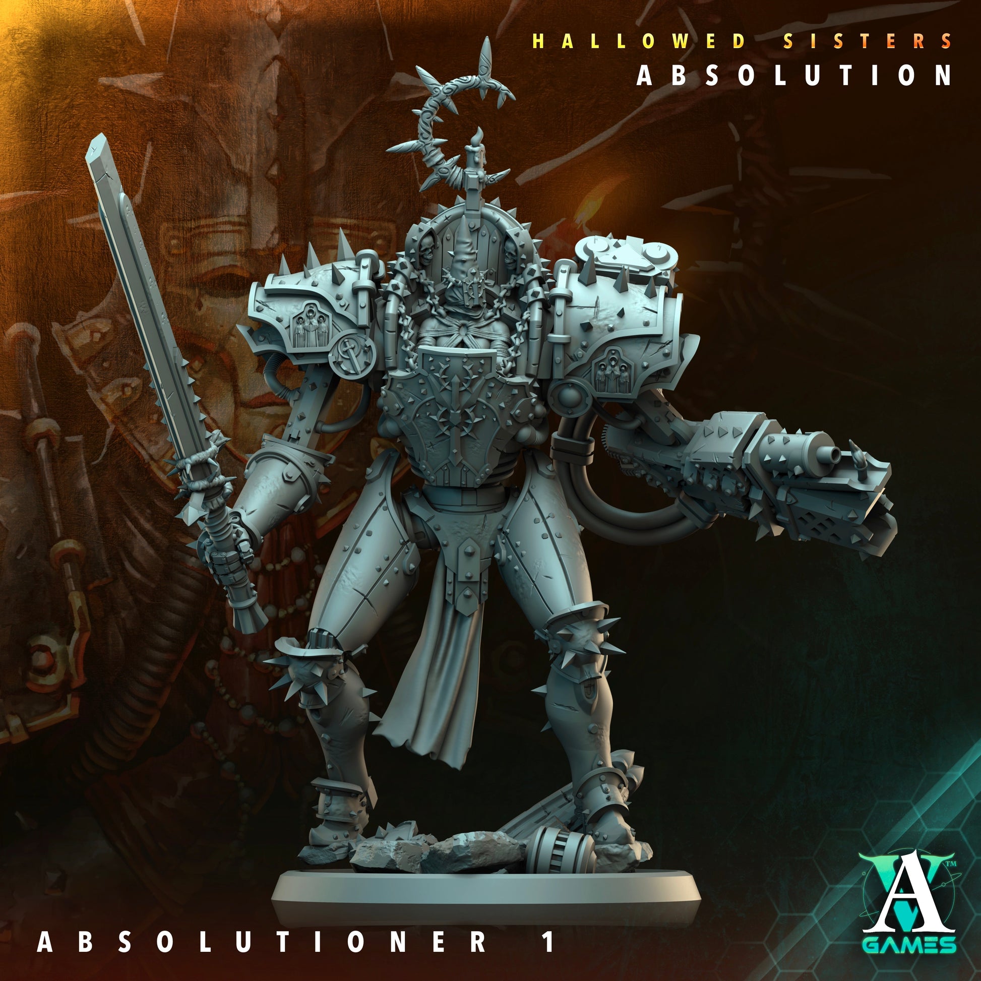 3D Printed Archvillain Games Absolutioner Hallowed Sisters Absolution 28 32mm D&D 3D Printing Boss