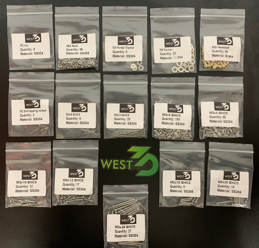 West3D Stainless Steel Fastener Kit for F-Zero (BDF) West3D Printing
