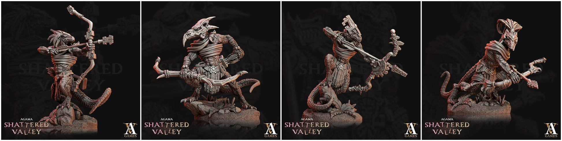 3D Printed Archvillain Games Agama Shattered Valley - Agama Jungle Scouts 28mm 32mm D&D 3D Printing Boss