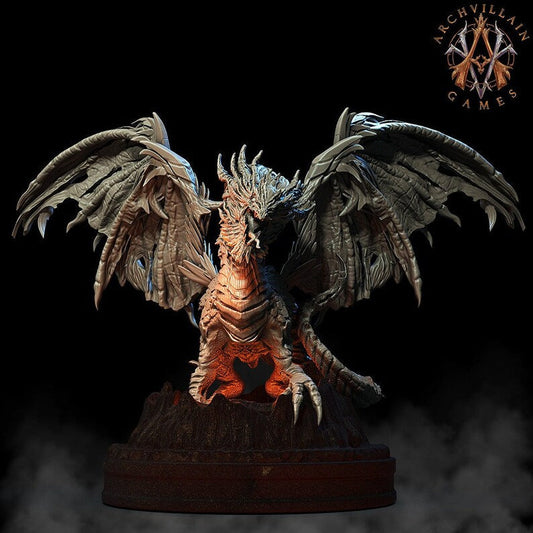 3D Printed Archvillain Games - Lava Dragon 28mm 32mm D&D 3D Printing Boss