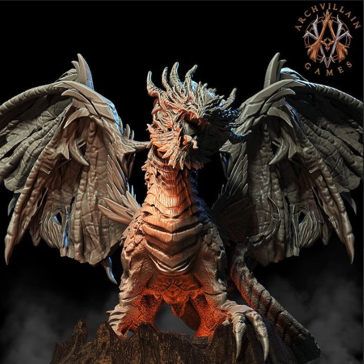 3D Printed Archvillain Games - Lava Dragon 28mm 32mm D&D 3D Printing Boss