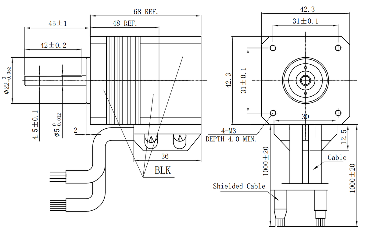 Nema 17 Encoder Stepper for Ouroboros Klipper Servo Controller - 1000 PPR - 2.5A - 45mm Shaft 3DPrintiverse.com