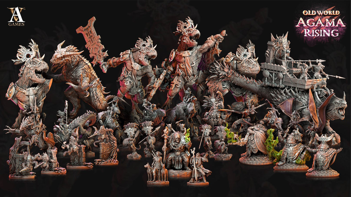 3D Printed Archvillain Games Agama Sundancers Old World Agama Rising 28 32mm D&D 3D Printing Boss