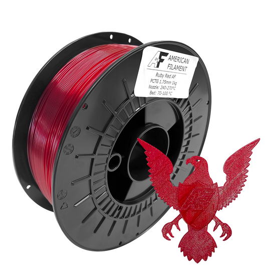 Transparent Ruby Red AF 1.75mm PCTG Filament Made in the USA! American Filament