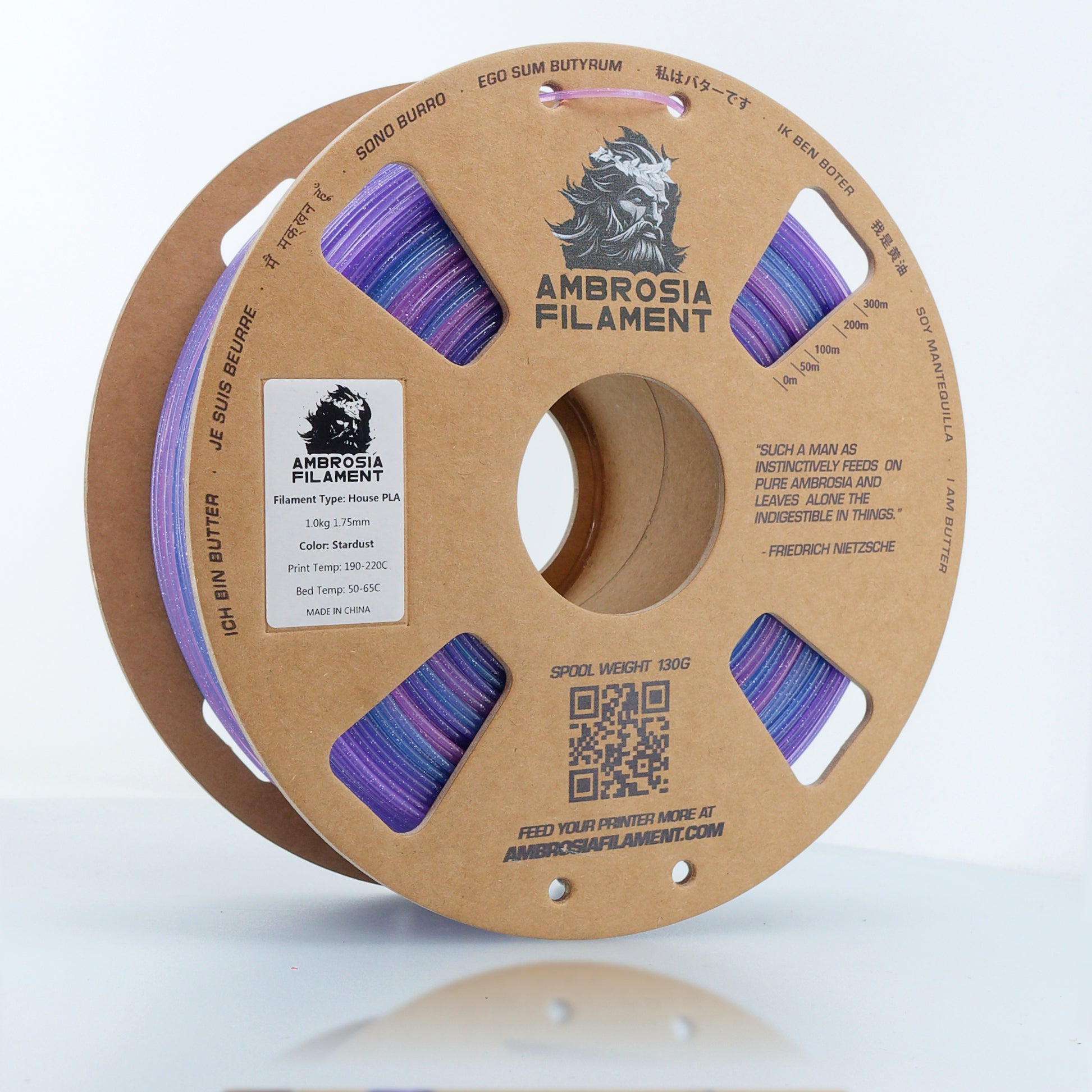 AMBROSIA Galactic (Sparkle) PLA Filament of the Gods - 1KG Bambu AMS Friendly Cardboard Spools Premium 3D Printing Filament West3D Printing