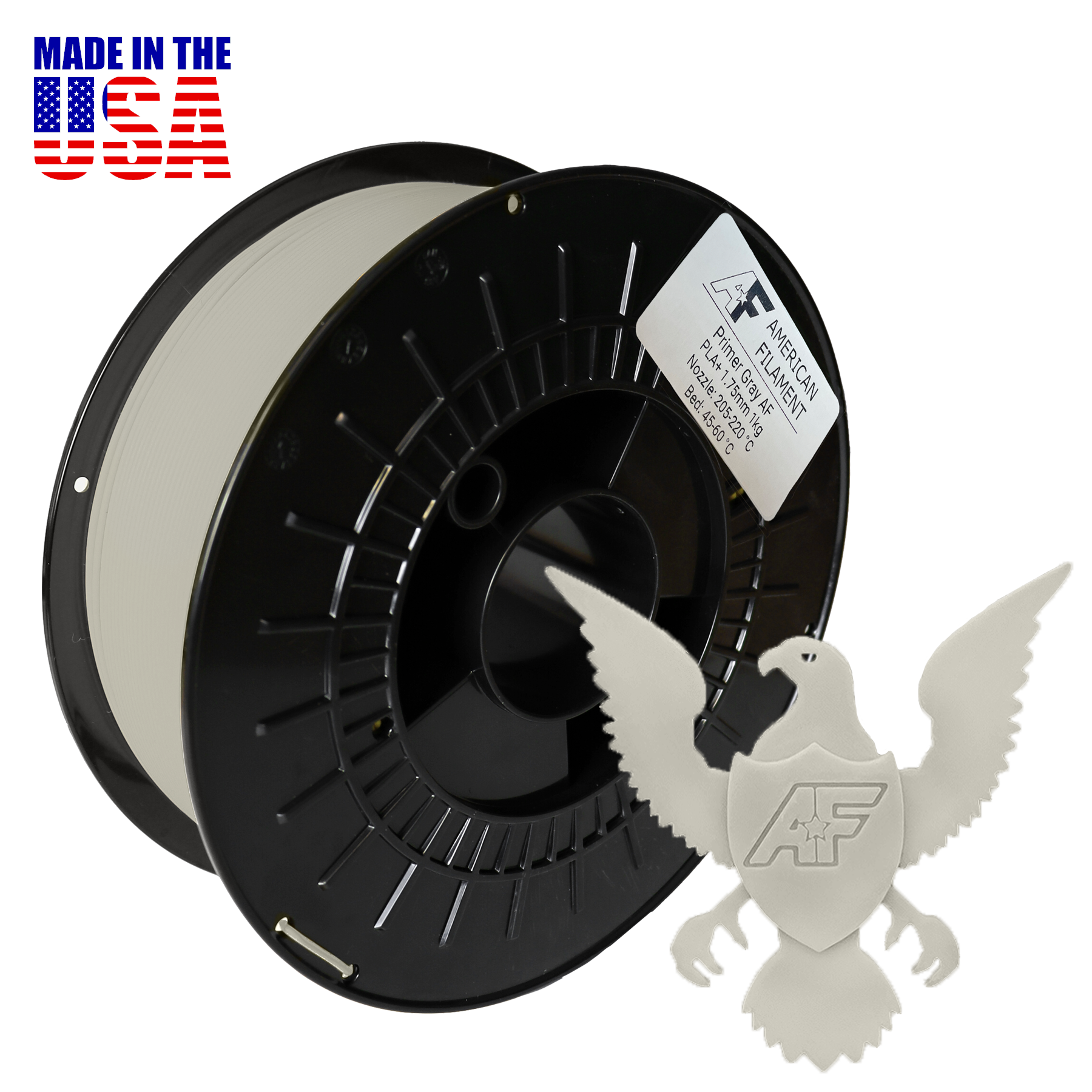 Primer Gray AF PLA+ 3D Printer Filament,1.75 mm Diameter American Filament