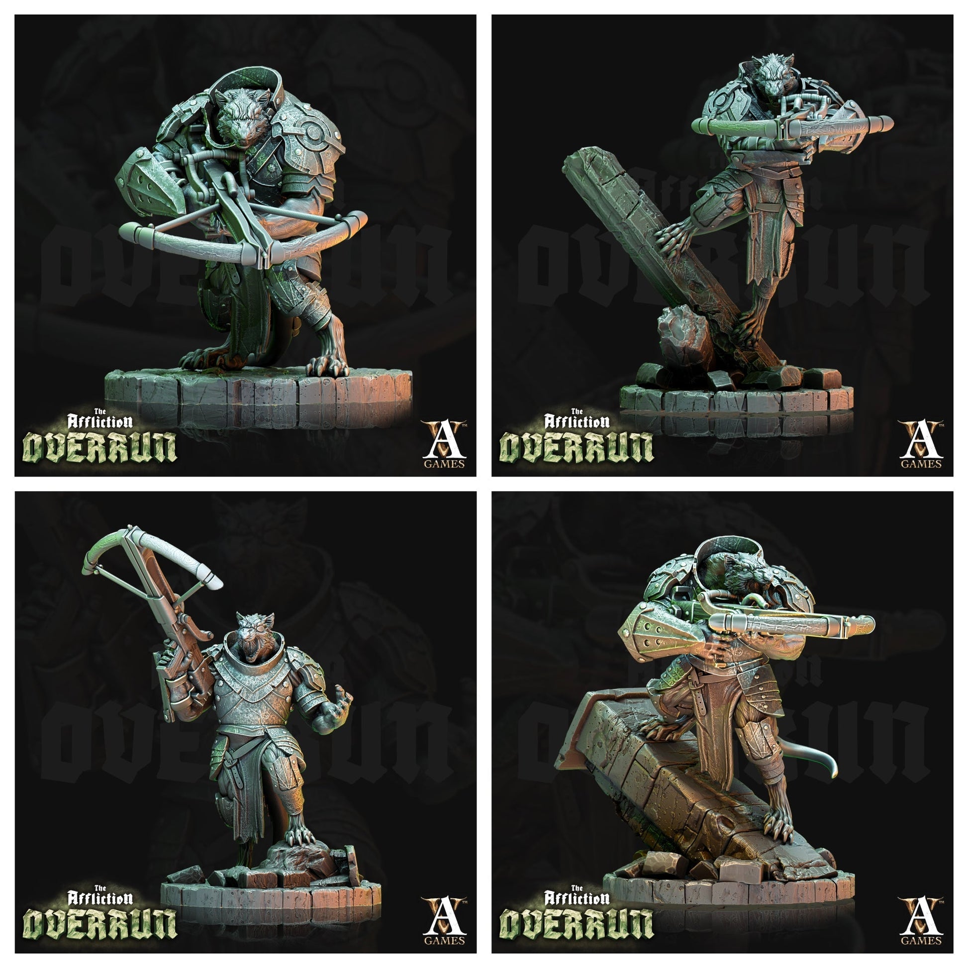 3D Printed Archvillain Games Affliction Overrun - Rat Arbalesters 28mm 32mm D&D 3D Printing Boss