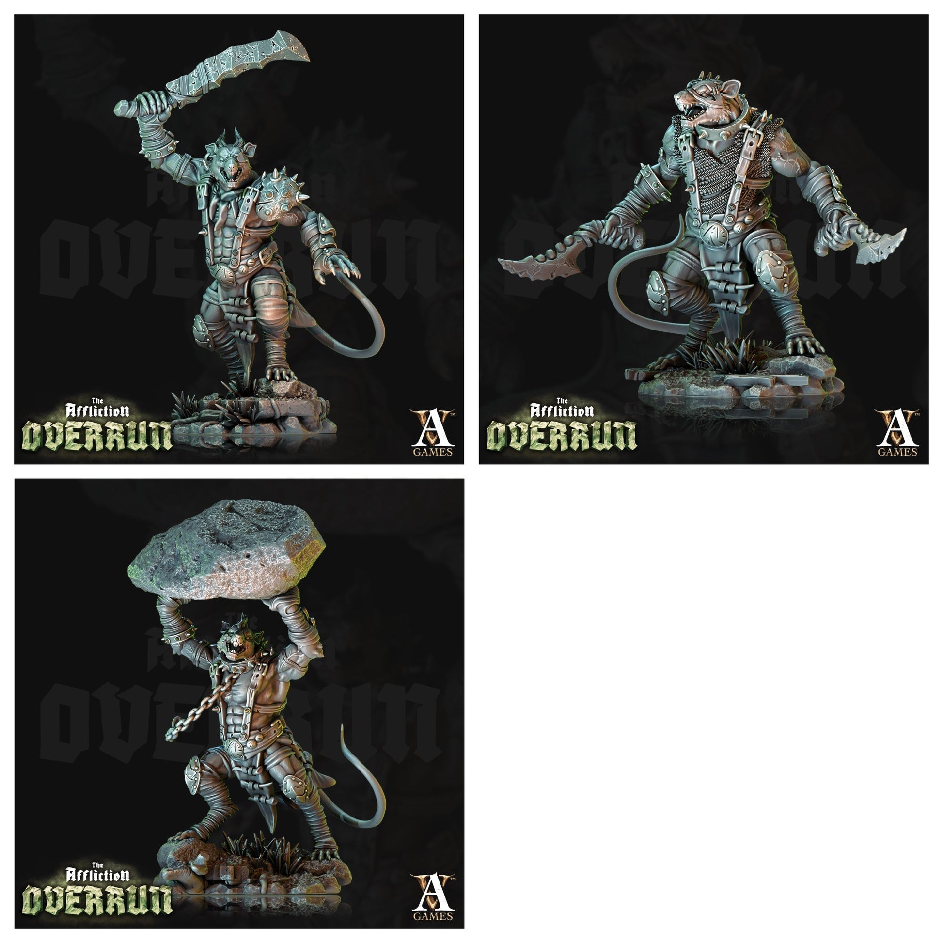 3D Printed Archvillain Games Affliction Overrun - Rat Reavers 28mm 32mm D&D 3D Printing Boss