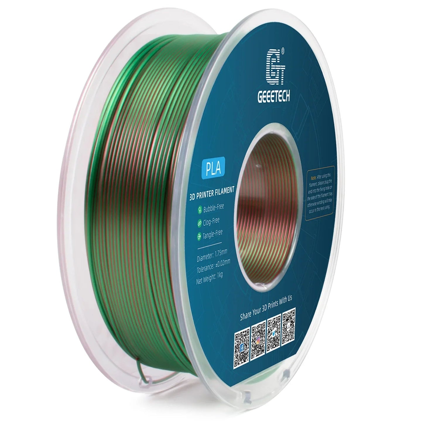 Geeetech Dual Colors BiColor Silk PLA Filament , 3D Filament 1,75 mm 1KG Spool Wire (+/-0.03mm) Vacuum packaging ZeeBelle.com