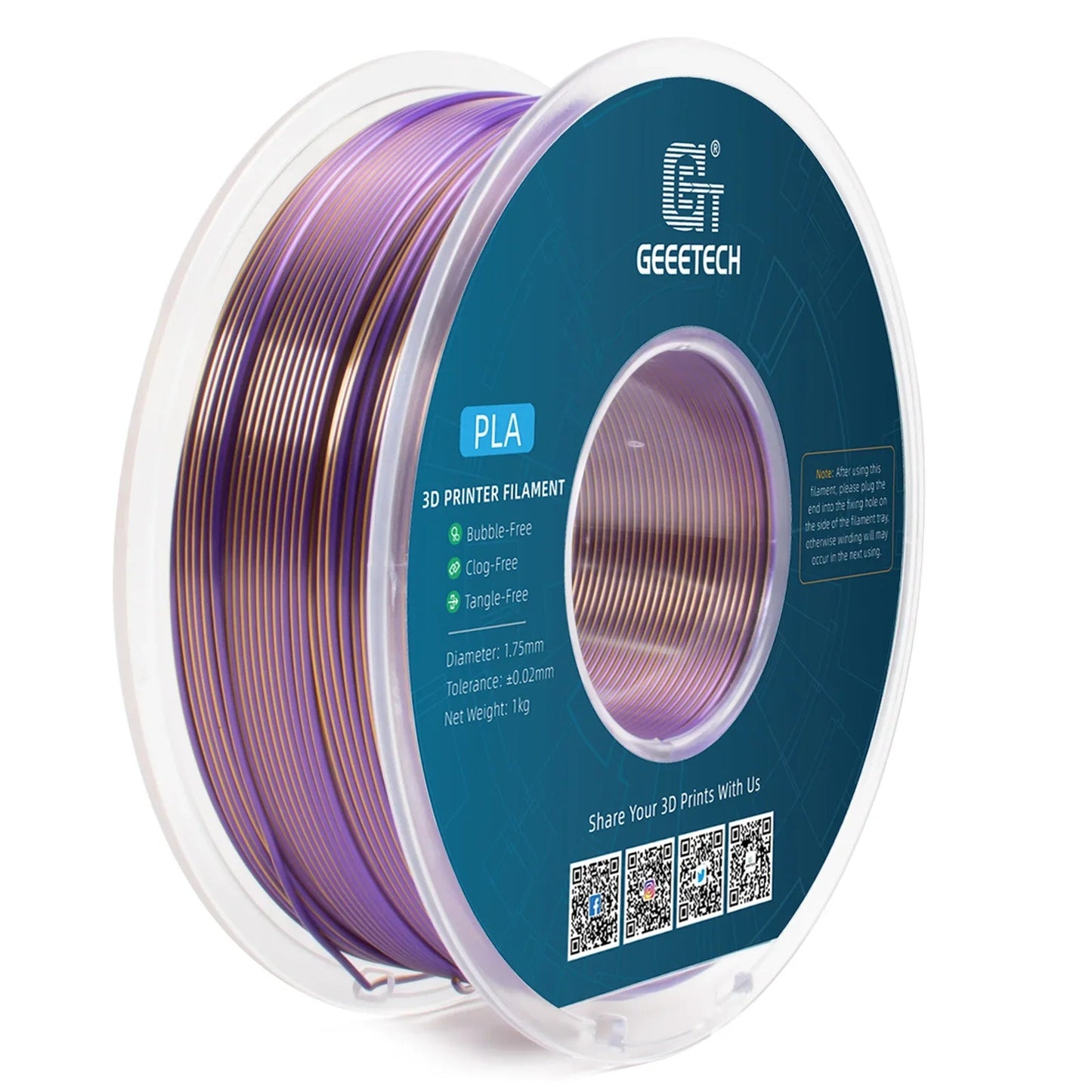 Geeetech Dual Colors BiColor Silk PLA Filament , 3D Filament 1,75 mm 1KG Spool Wire (+/-0.03mm) Vacuum packaging ZeeBelle.com