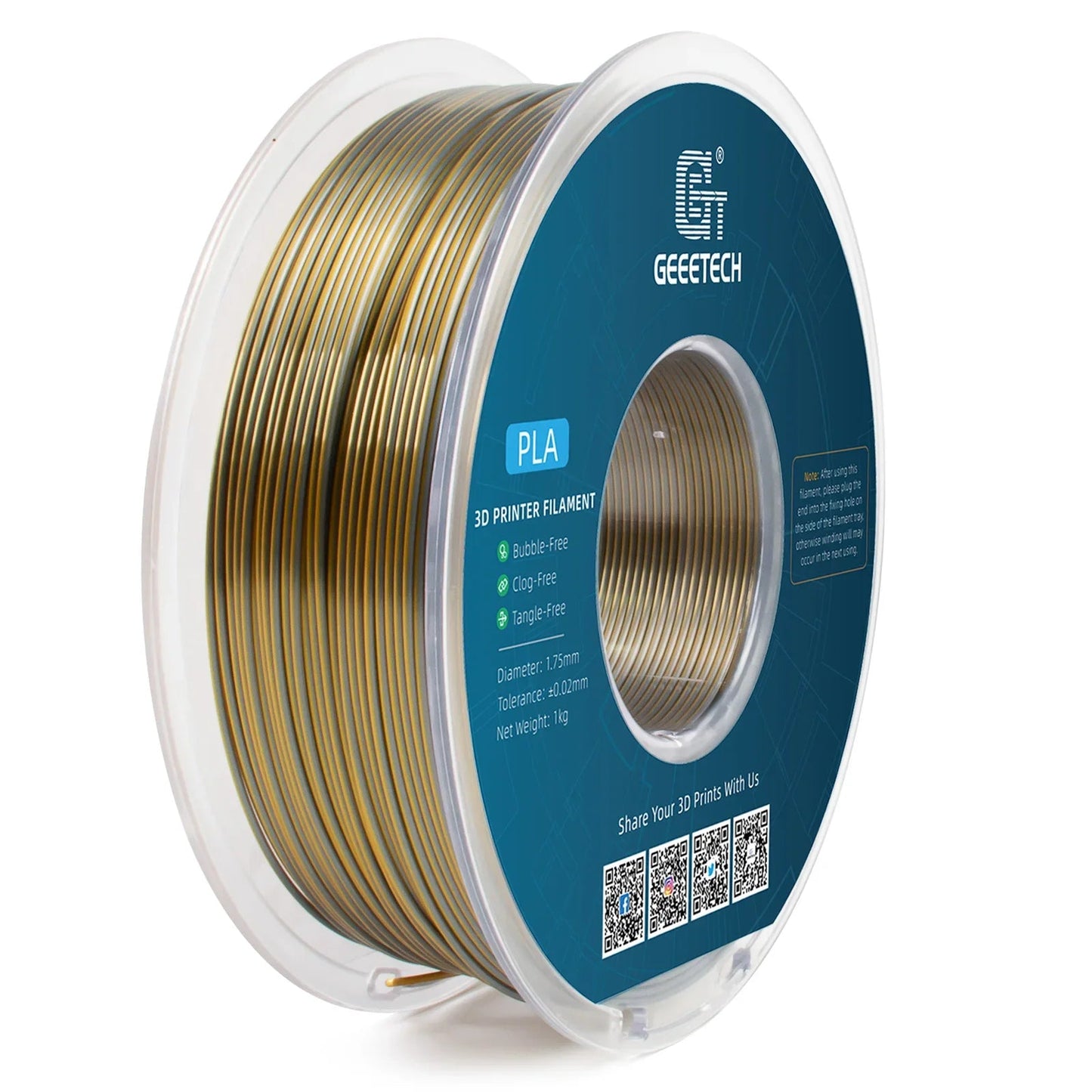 Geeetech Dual Colors BiColor Silk PLA Filament , 3D Filament 1,75 mm 1KG Spool Wire (+/-0.03mm) Vacuum packaging ZeeBelle.com
