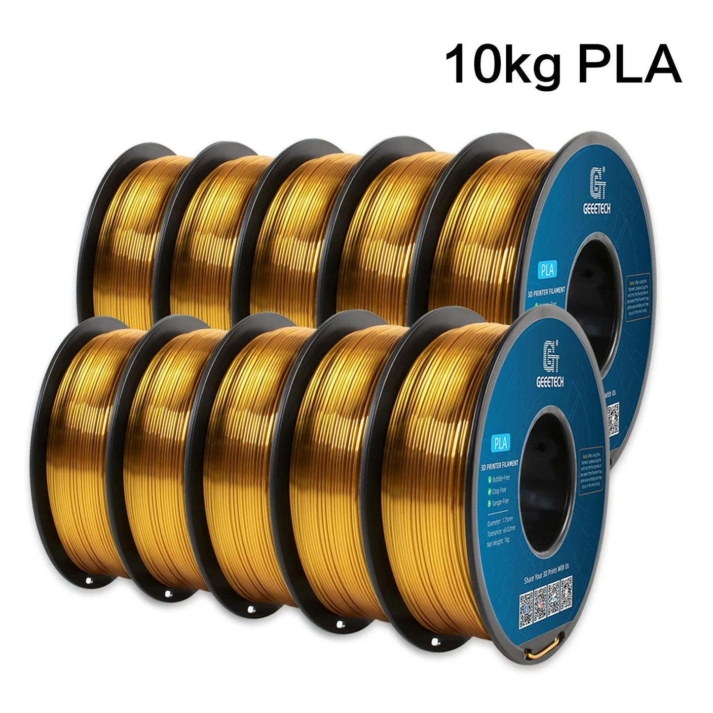 GEEETECH 10Kg 3d Silk PLA Filament 1.75mm Spool Wire For 3D Printer Material,Safety, Vacuum packaging ZeeBelle.com