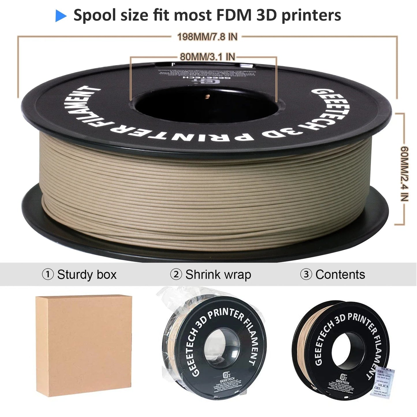 Geeetech Wood PLA 1kg 1.75mm Filament 3d Print wire Vacuum Packaging Local Warehouses Colorful Plastic for FDM 3D printer ZeeBelle.com