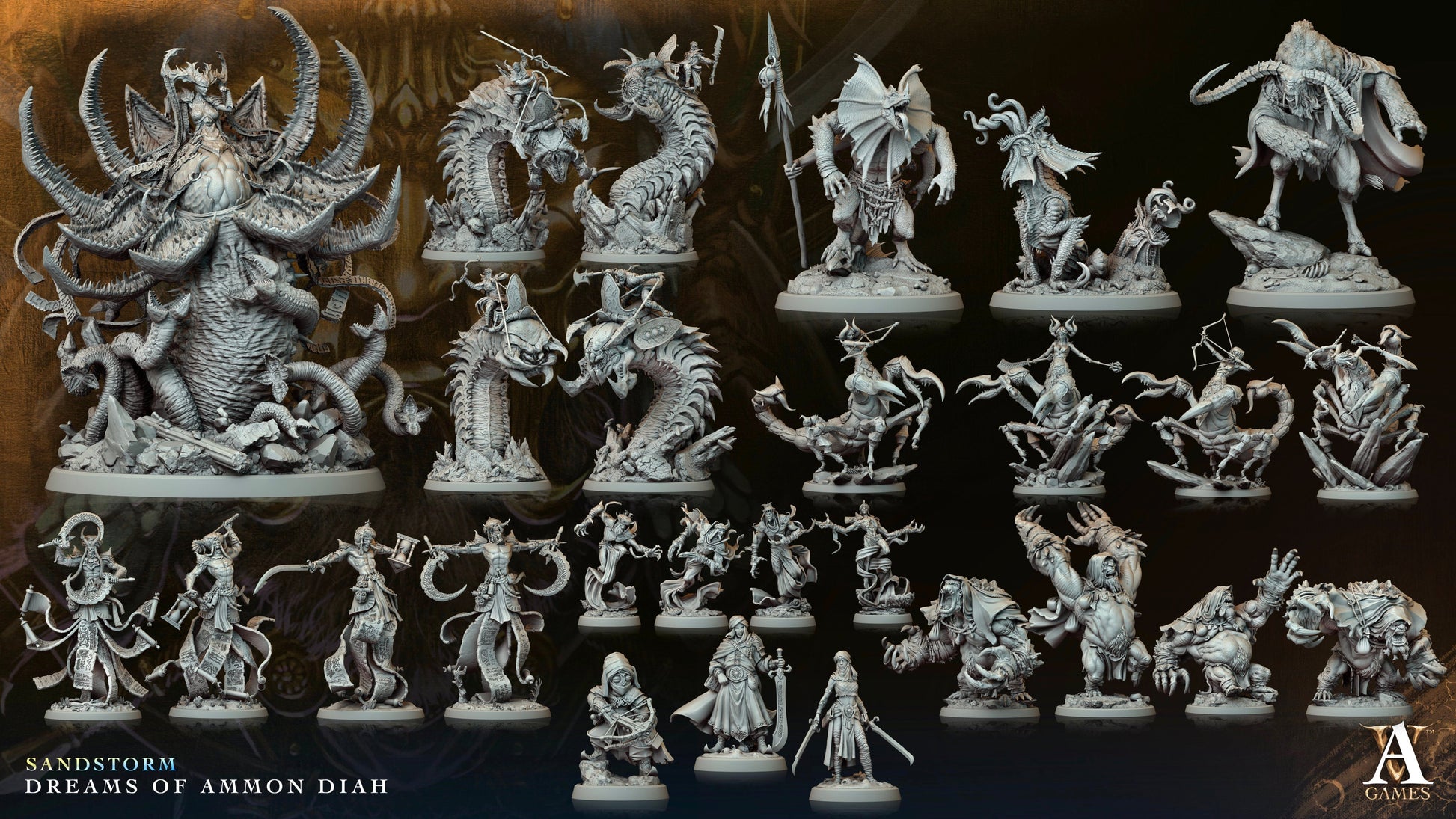 3D Printed Archvillain Games Alijany Sandstorm Dreams of Ammon Diah 28 32mm D&D 3D Printing Boss