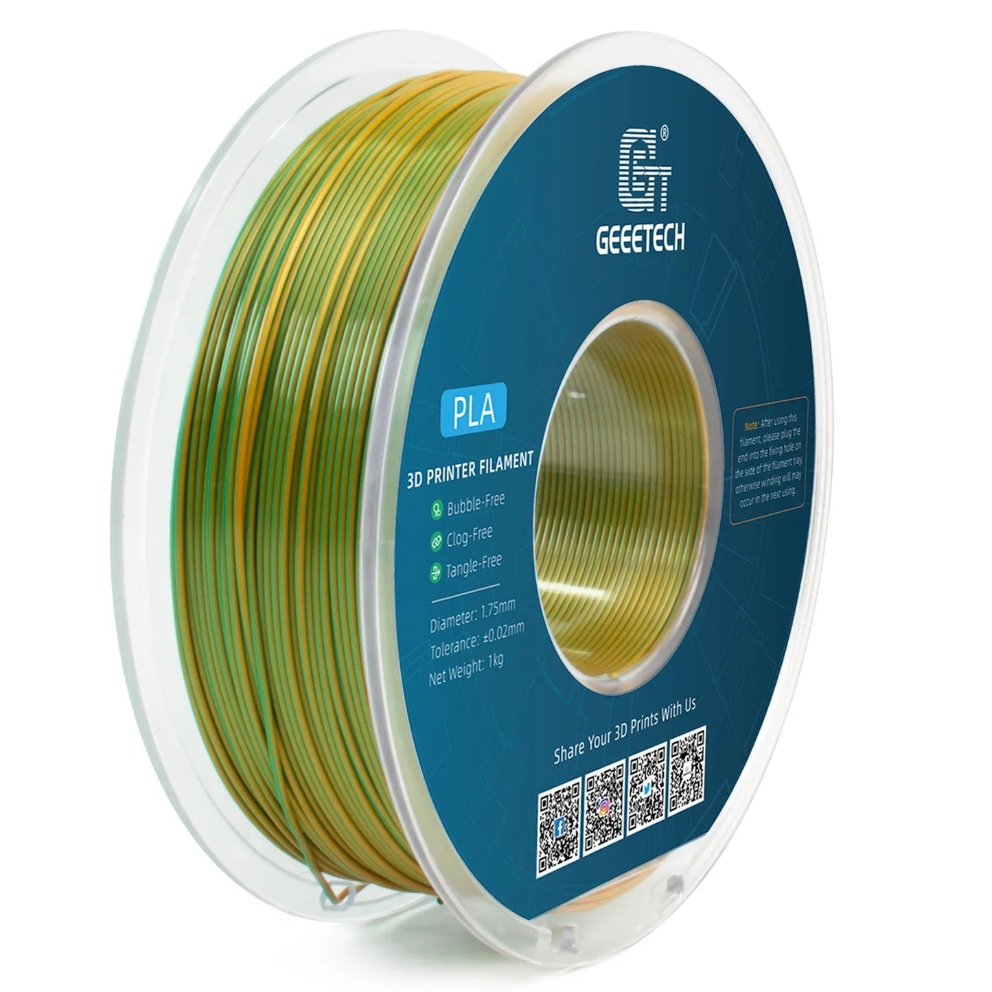 Geeetech Dual Colors BiColor Silk PLA Filament , 3D Filament 1,75 mm 1KG Spool Wire (+/-0.03mm) Vacuum packaging ZeeBelle.com