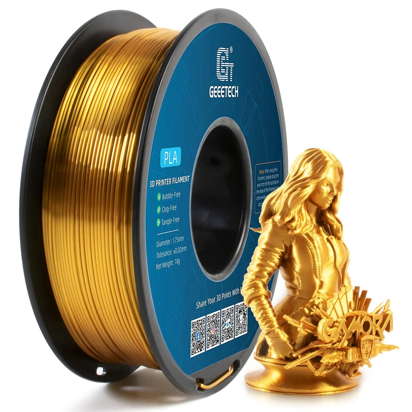 GEEETECH 10Kg 3d Silk PLA Filament 1.75mm Spool Wire For 3D Printer Material,Safety, Vacuum packaging ZeeBelle.com