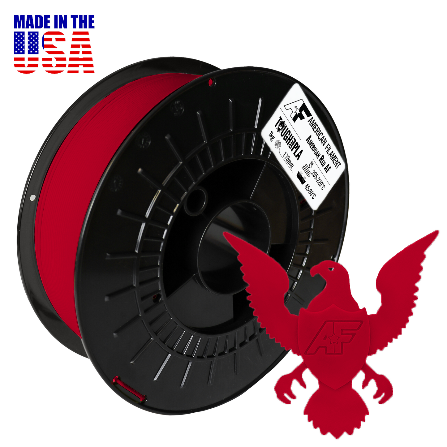 American Red AF 1.75mm Tough Pro PLA+ Filament Made in the USA! American Filament