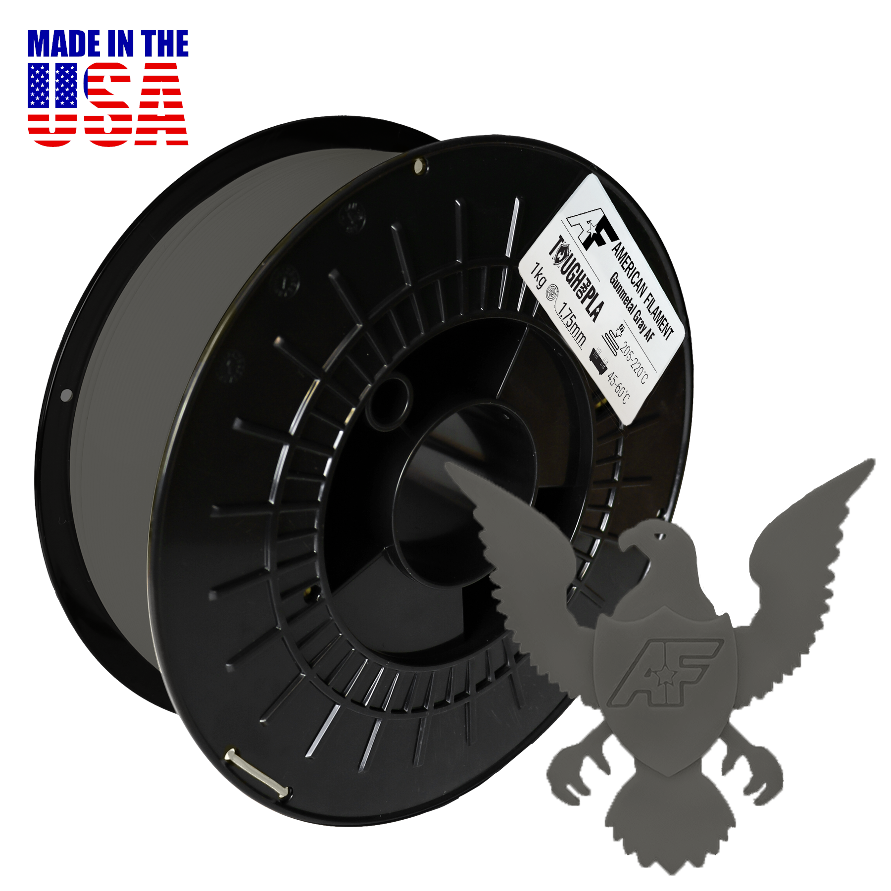 Gunmetal Gray AF 1.75mm Tough Pro PLA+ Filament Made in the USA! American Filament