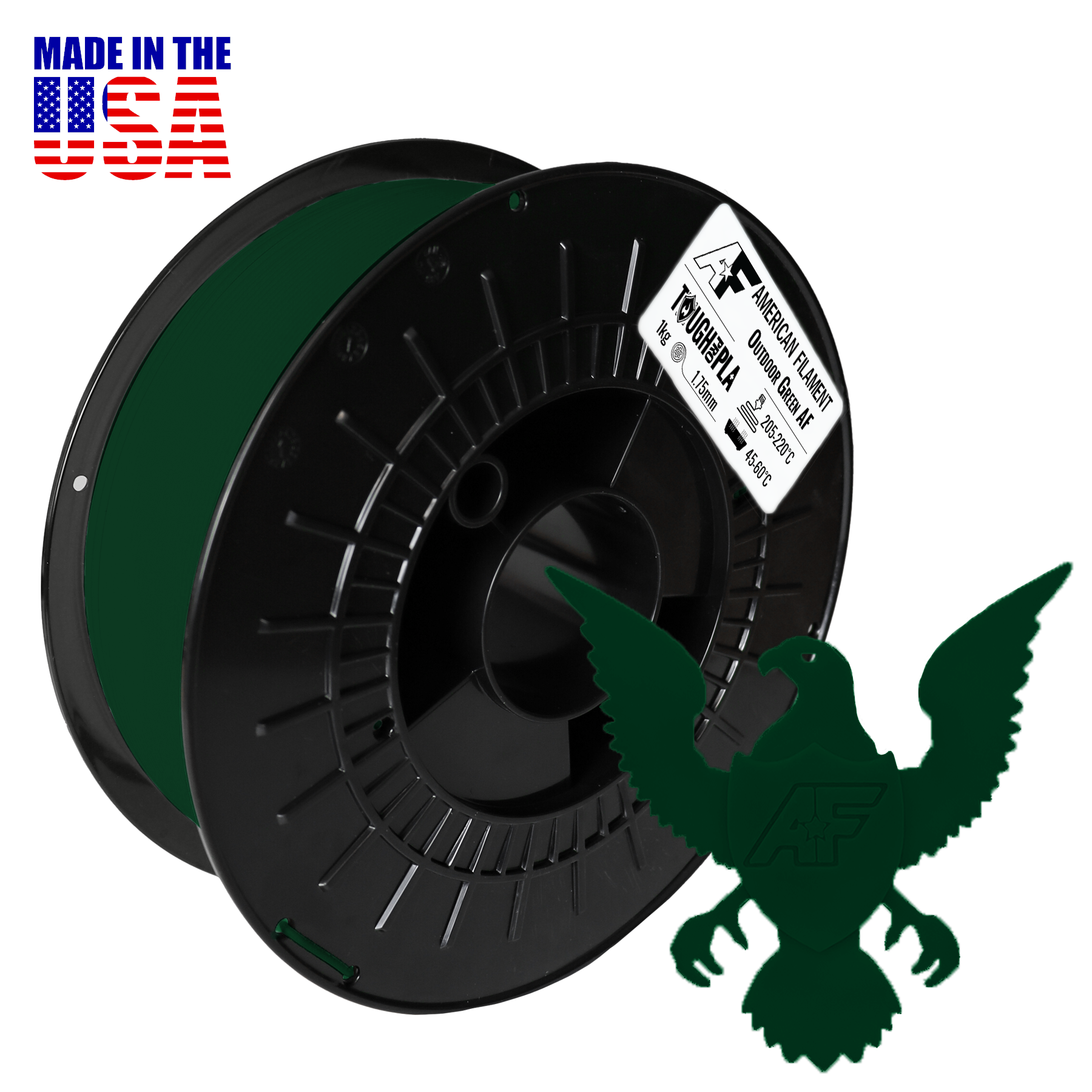 Outdoor Green AF 1.75mm Tough Pro PLA+ Filament Made in the USA! American Filament
