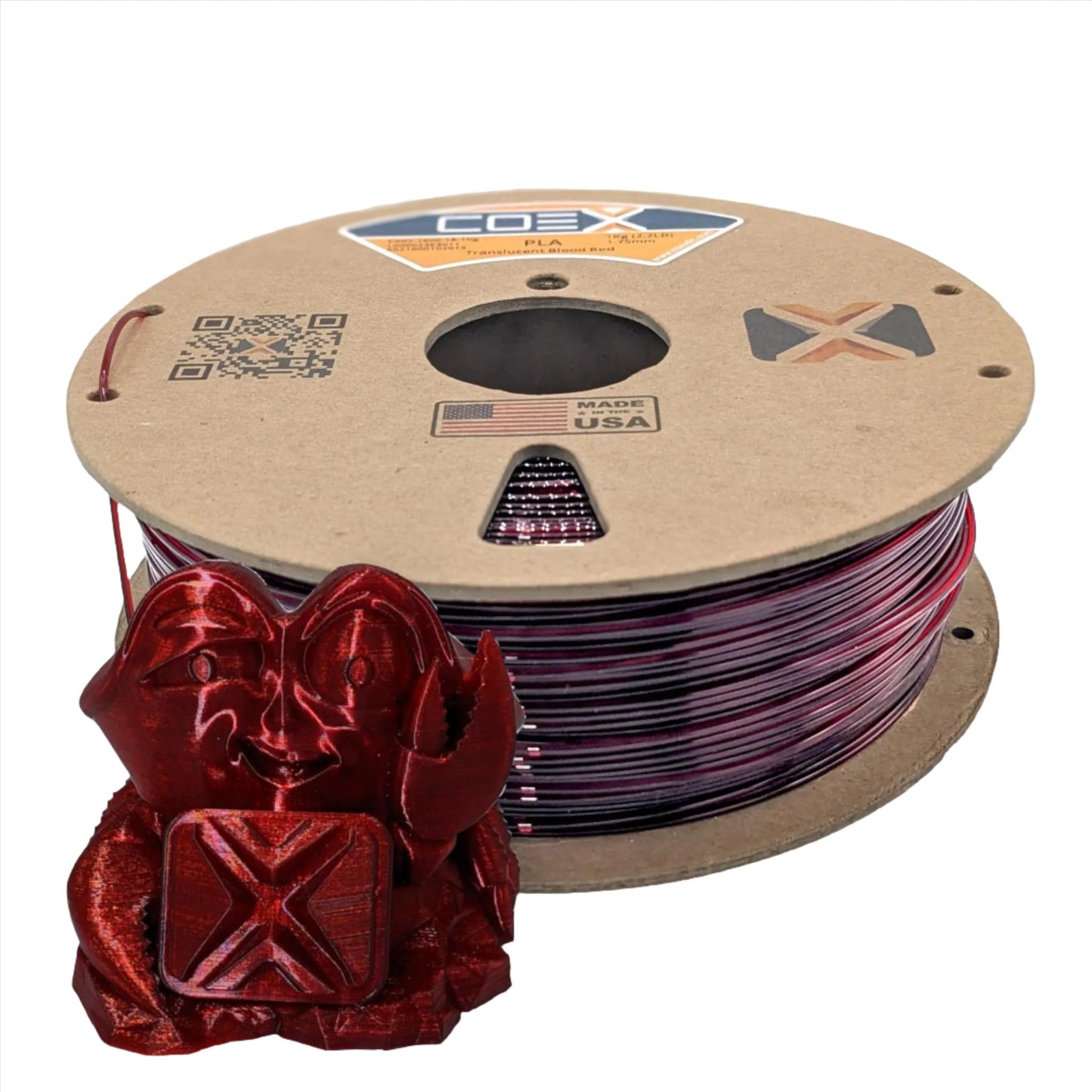 Translucent Blood Red PLA Prime COEX 3D