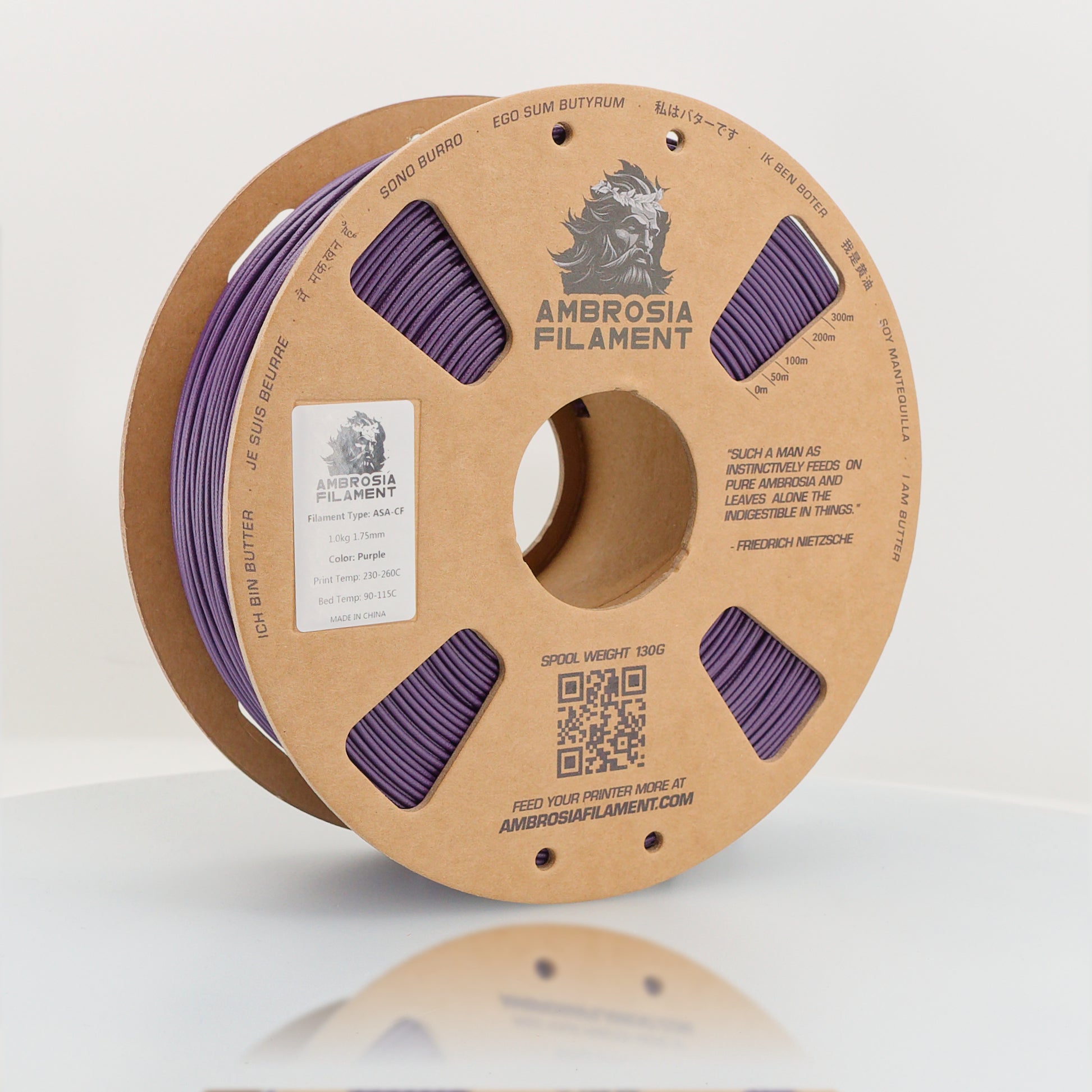 AMBROSIA ASA-CF Filament of the Gods - 1KG Bambu AMS Friendly Cardboard Spools Premium 3D Printing Filament West3D Printing