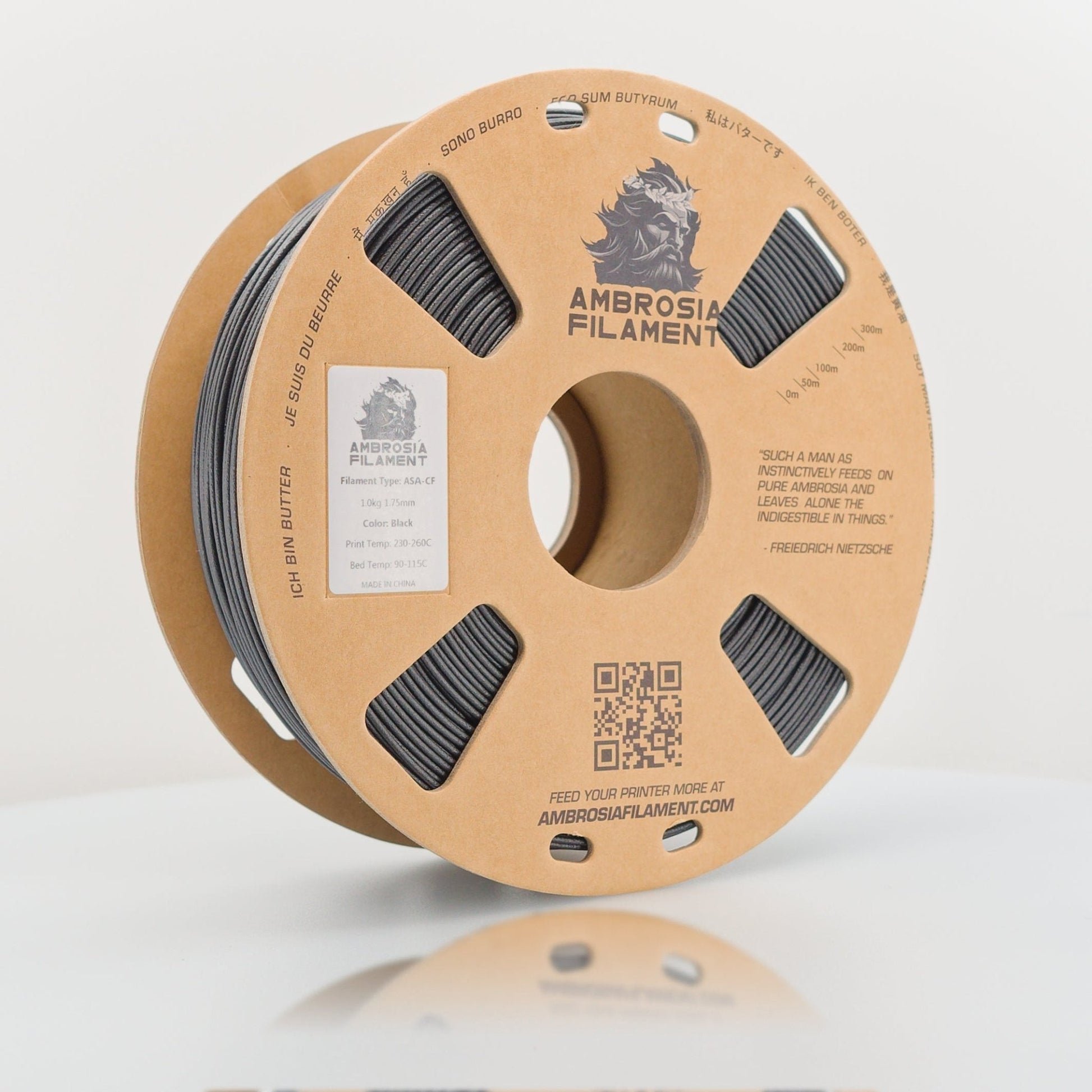 AMBROSIA ASA-CF Filament of the Gods - 1KG Bambu AMS Friendly Cardboard Spools Premium 3D Printing Filament West3D Printing