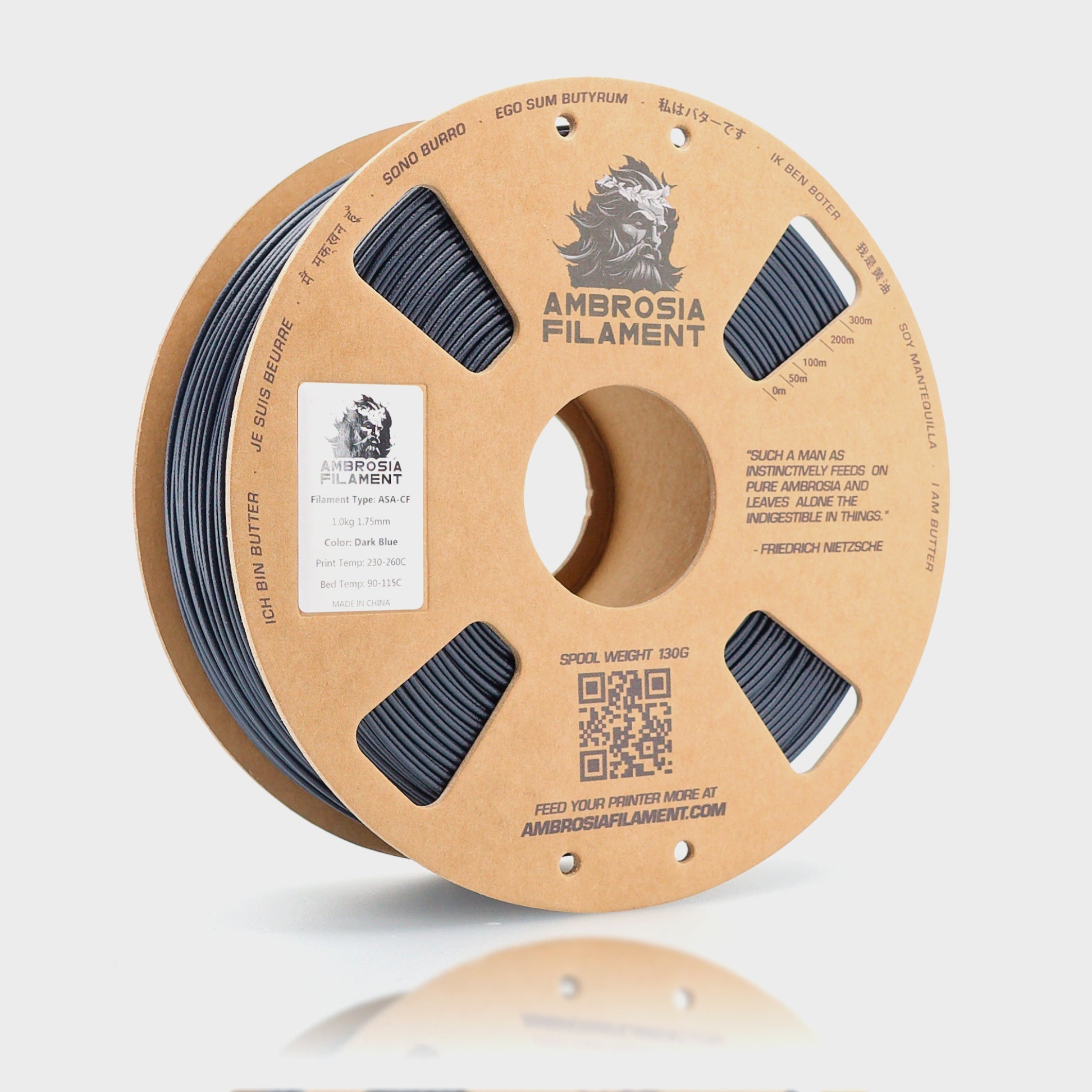 AMBROSIA ASA-CF Filament of the Gods - 1KG Bambu AMS Friendly Cardboard Spools Premium 3D Printing Filament West3D Printing