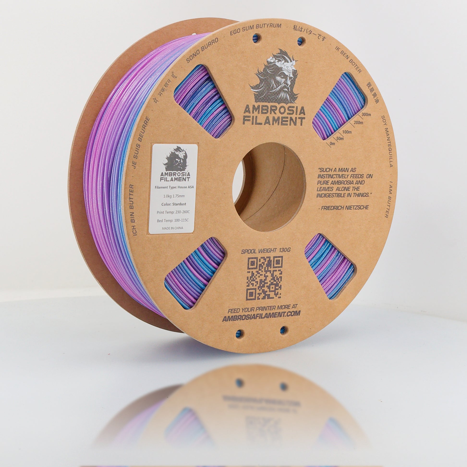 AMBROSIA ASA Galactic Filament of the Gods (Glitter / Sparkle) - 1KG Bambu AMS Friendly Cardboard Spools Premium 3D Printing Filament West3D Printing