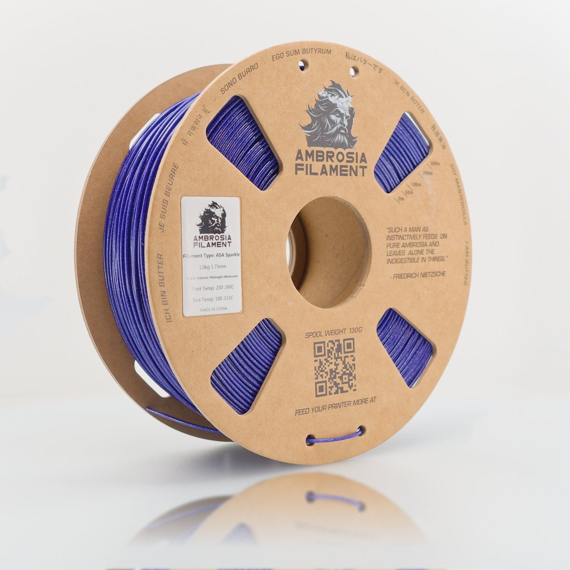 AMBROSIA ASA Galactic Filament of the Gods (Glitter / Sparkle) - 1KG Bambu AMS Friendly Cardboard Spools Premium 3D Printing Filament West3D Printing