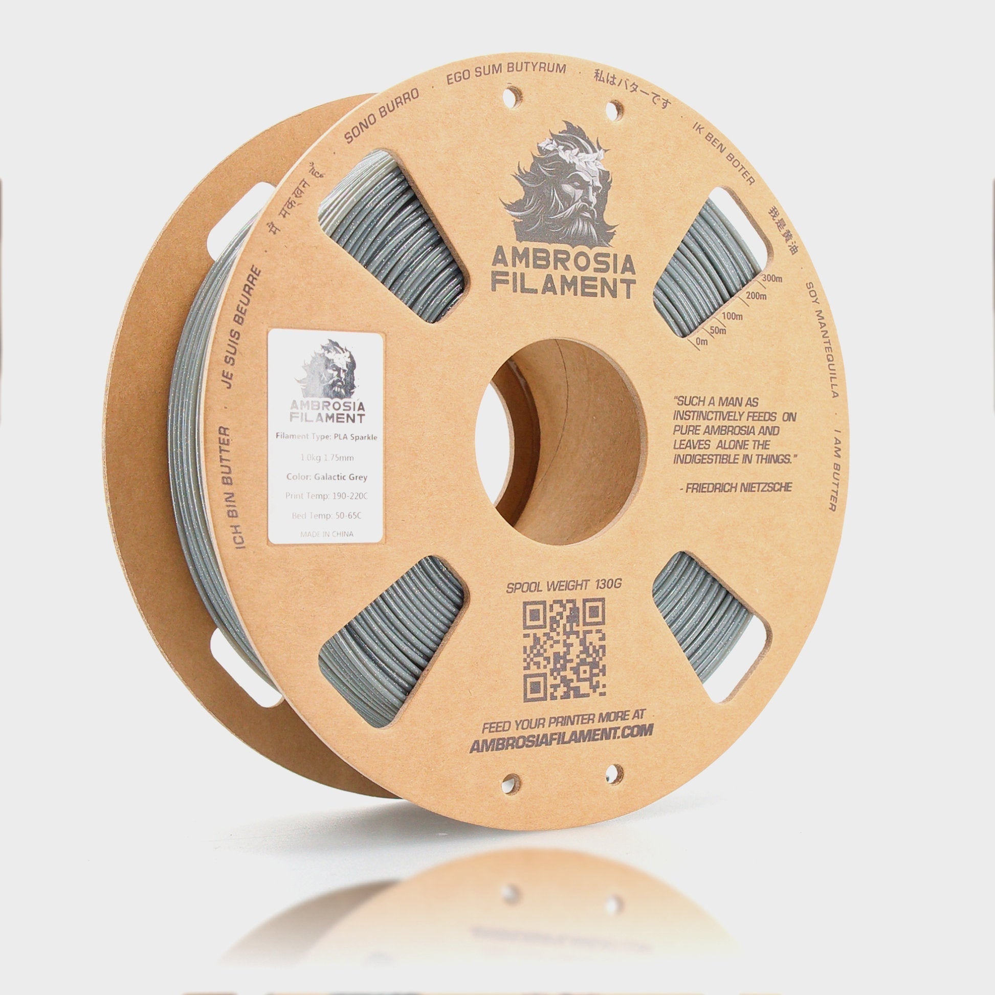 AMBROSIA Galactic (Sparkle) PLA Filament of the Gods - 1KG Bambu AMS Friendly Cardboard Spools Premium 3D Printing Filament West3D Printing