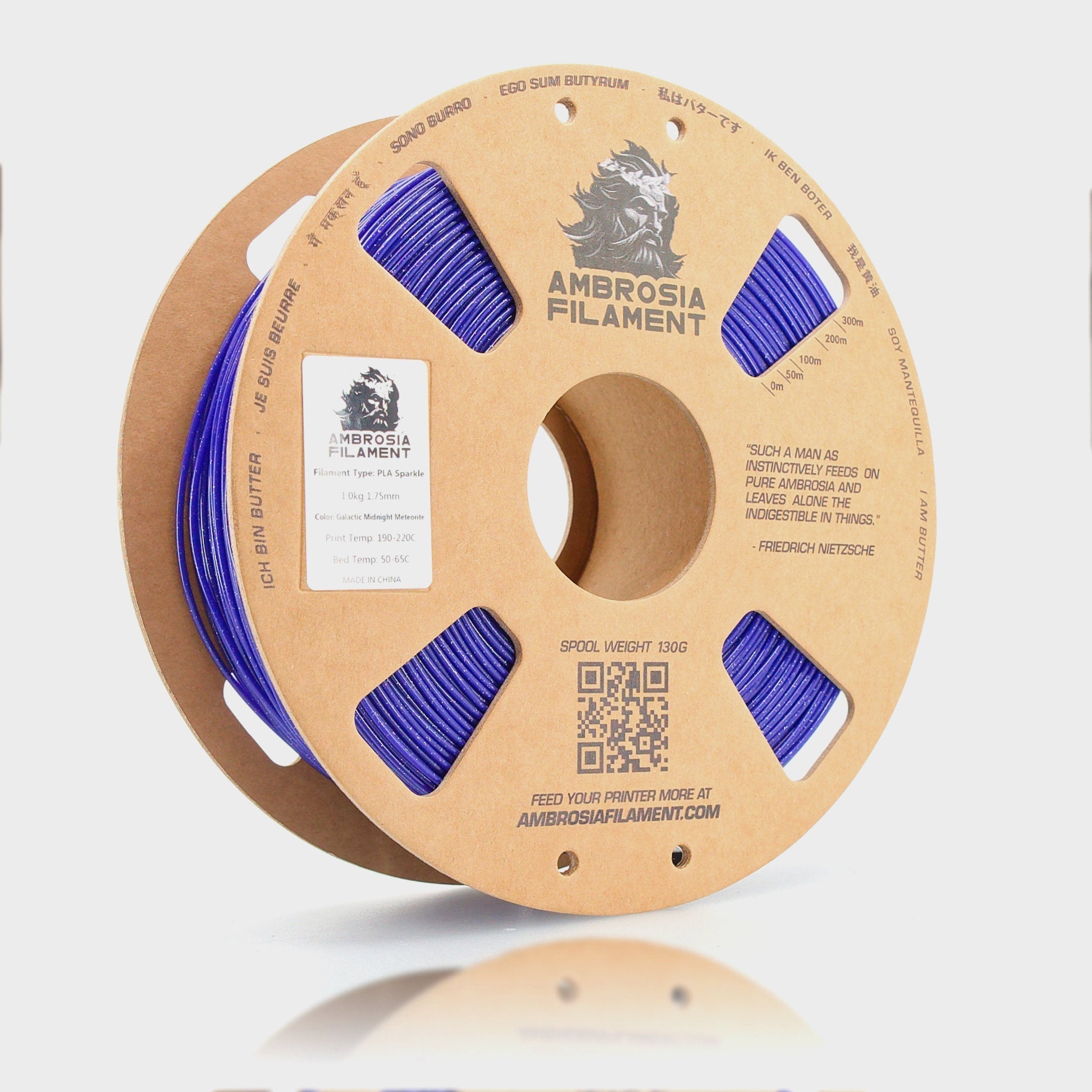 AMBROSIA Galactic (Sparkle) PLA Filament of the Gods - 1KG Bambu AMS Friendly Cardboard Spools Premium 3D Printing Filament West3D Printing
