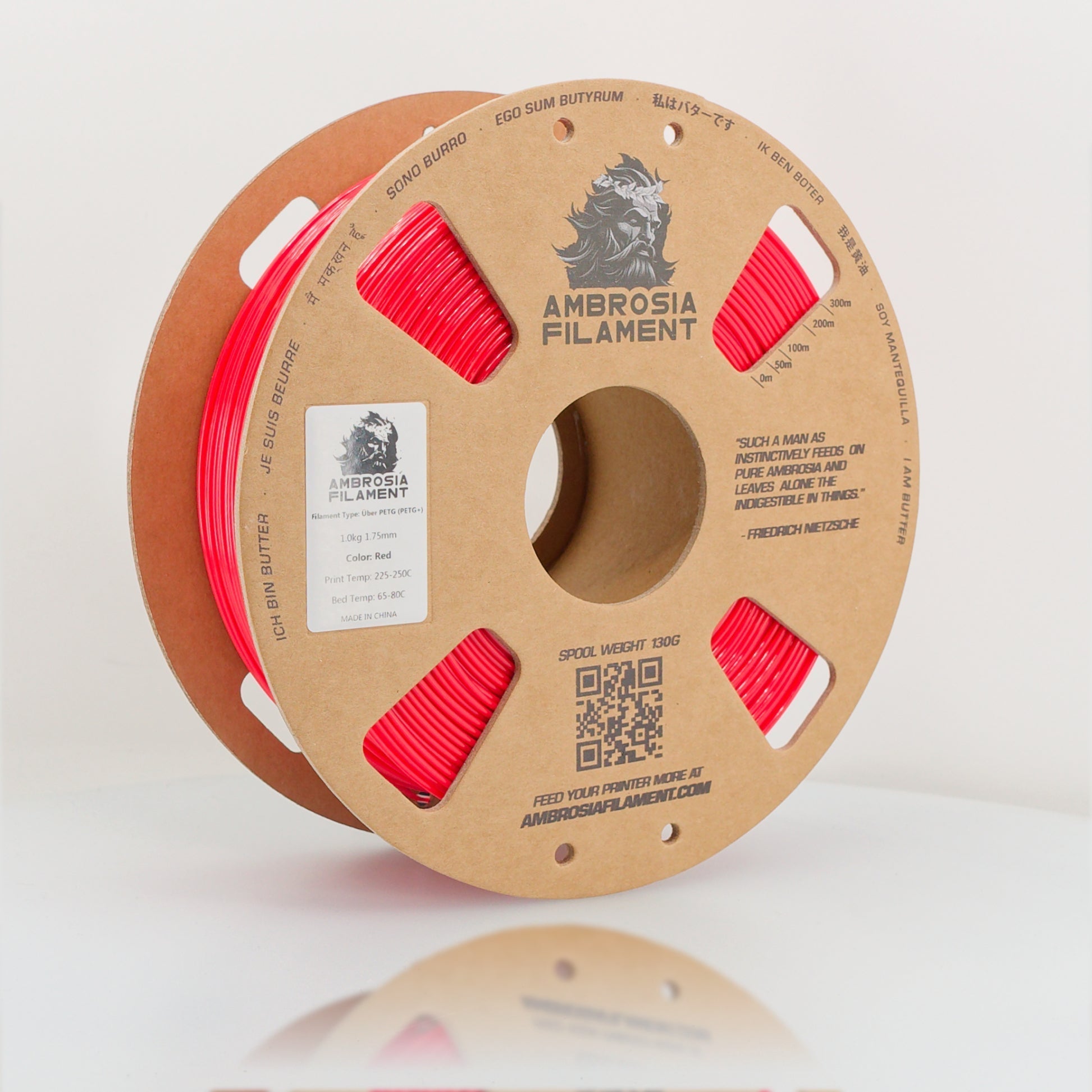 AMBROSIA PETG Filament of the Gods - 1KG Bambu AMS Friendly Cardboard Spools Premium 3D Printing Filament West3D Printing